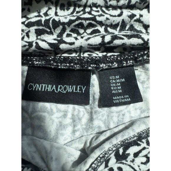 Cynthia Rowley Maxi Skirt Womens M Black White Long Ankle Pull On Casual Stretch - Picture 10 of 14